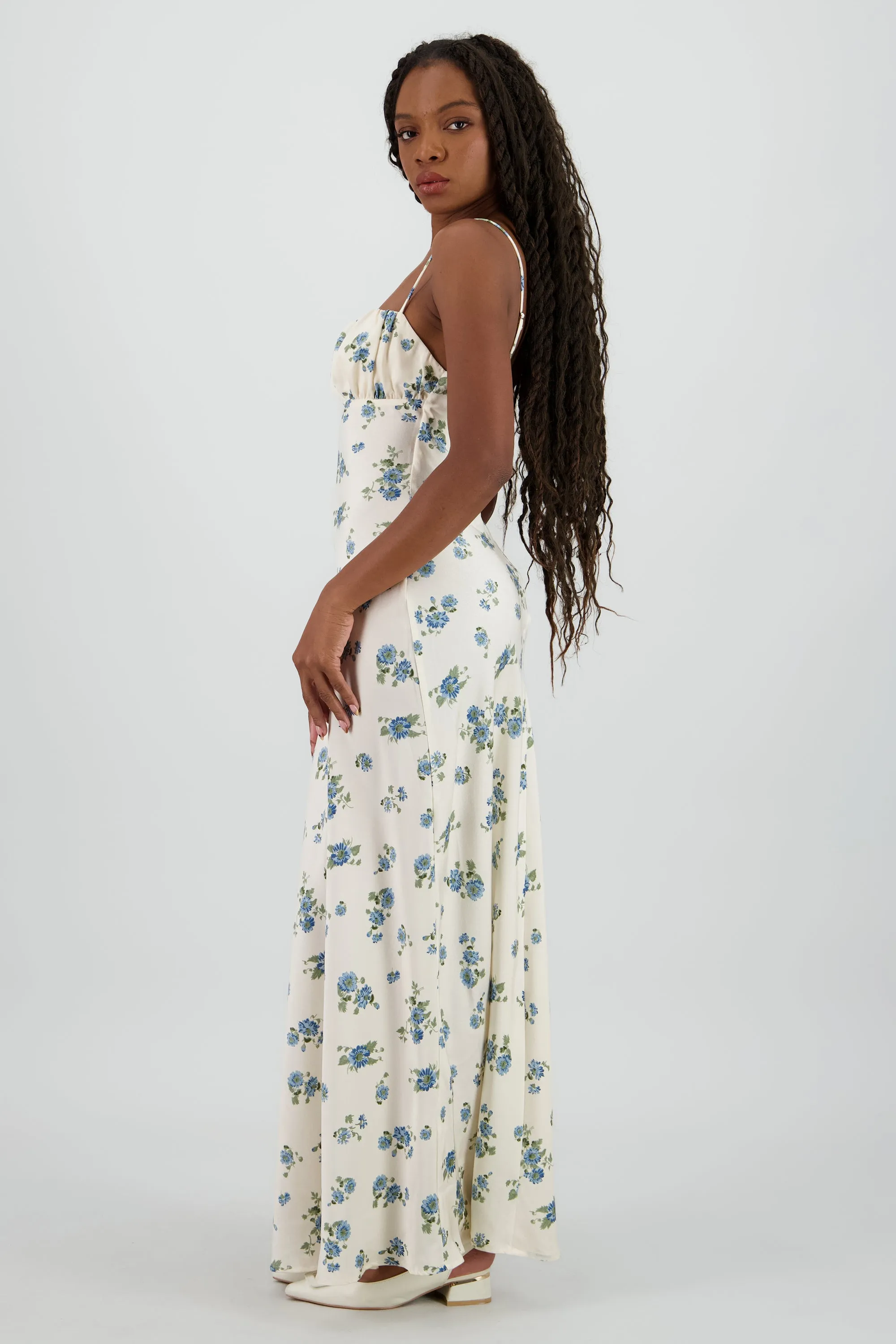 Vestido maxi satinado de flores sold by Shasa product image thumbnail 3