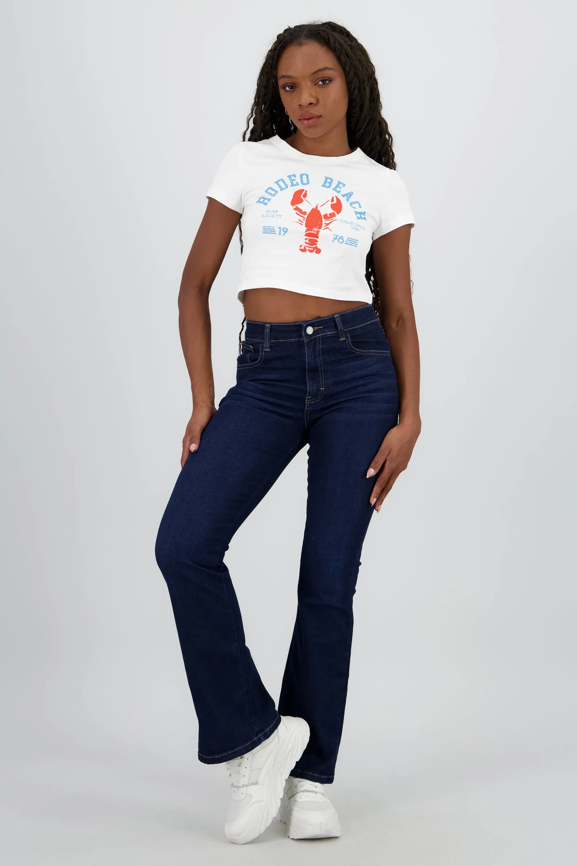 Jeans flare crop sold by Shasa