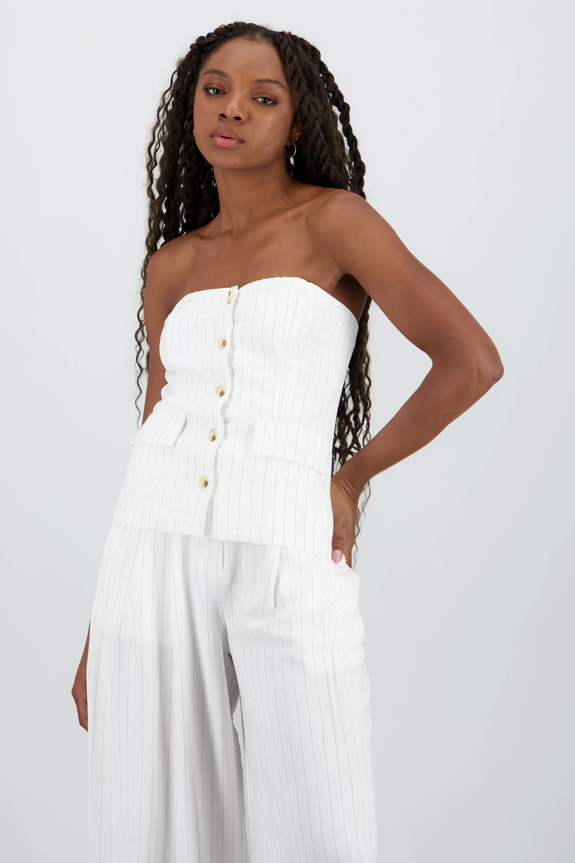 Top strapless rayas botones sold by Shasa