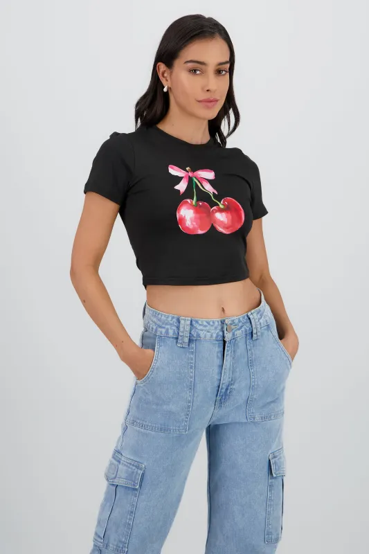 Playera estampada cerezas sold by Shasa