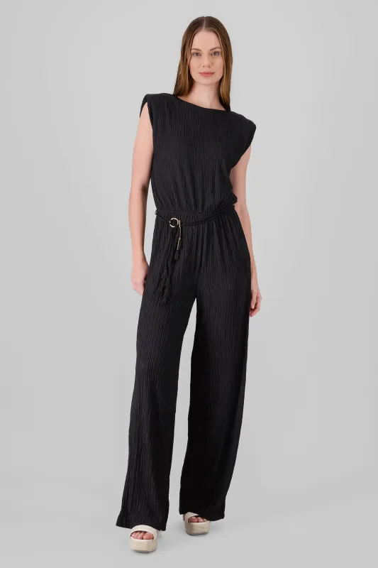 Jumpsuit textura manga corta cinturon sold by Shasa