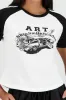 Playera crop detalle estampado contraste mangas sold by Shasa