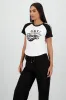 Playera crop detalle estampado contraste mangas sold by Shasa
