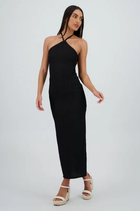 Vestido halter con textura escote espalda sold by Shasa