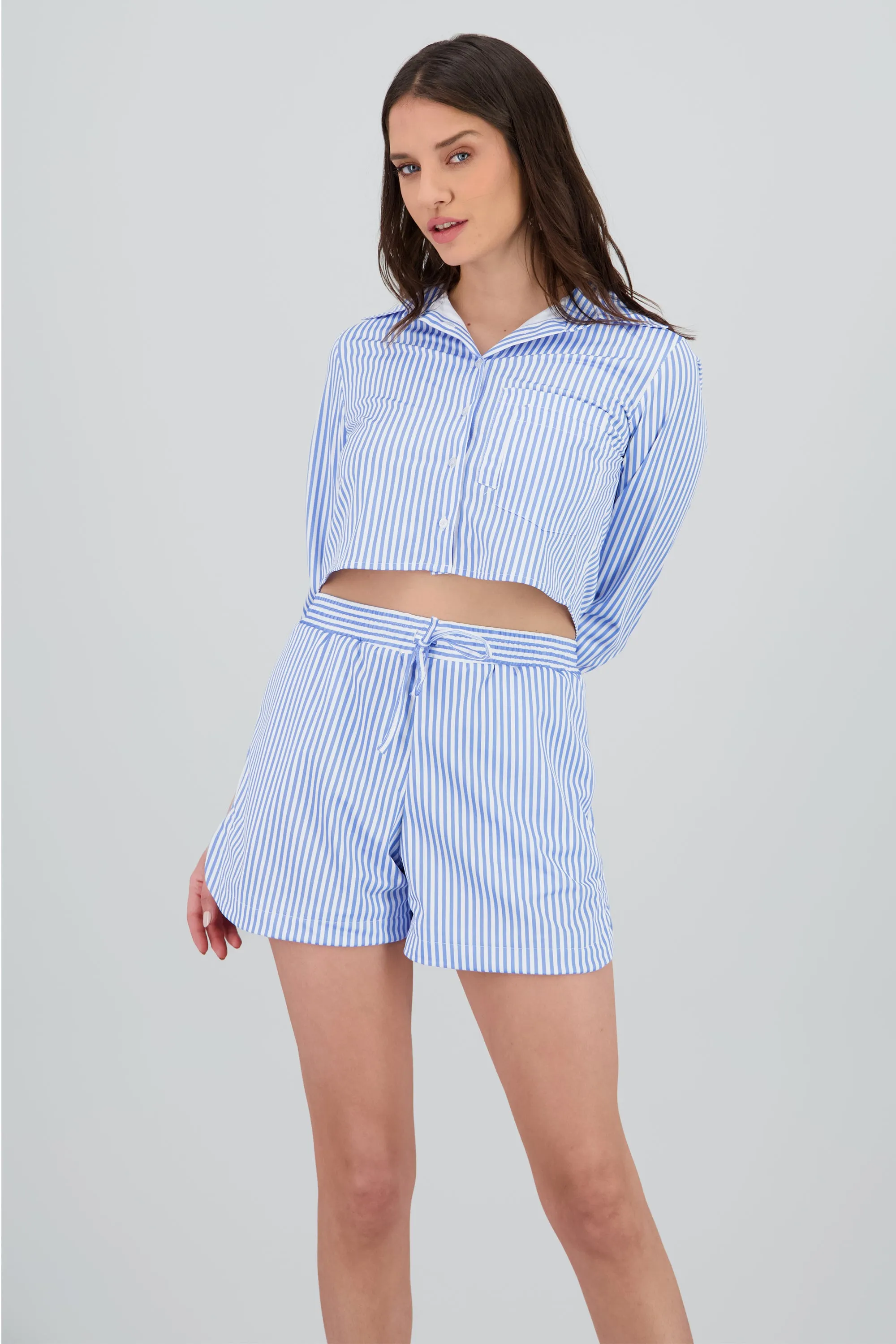 Camisa manga larga rayas detalle doble bolsa sold by Shasa