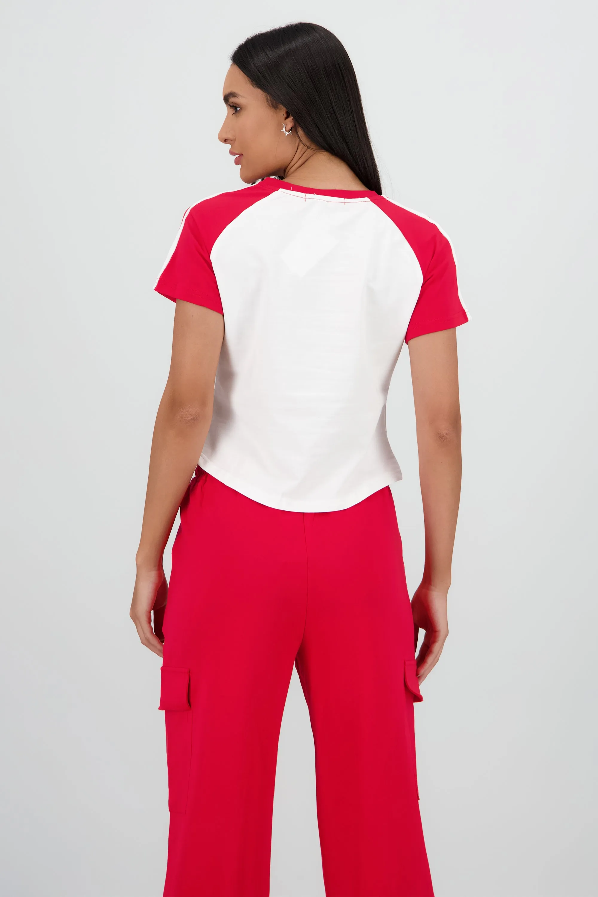 Playera crop detalle estampado contraste mangas sold by Shasa product image thumbnail 4