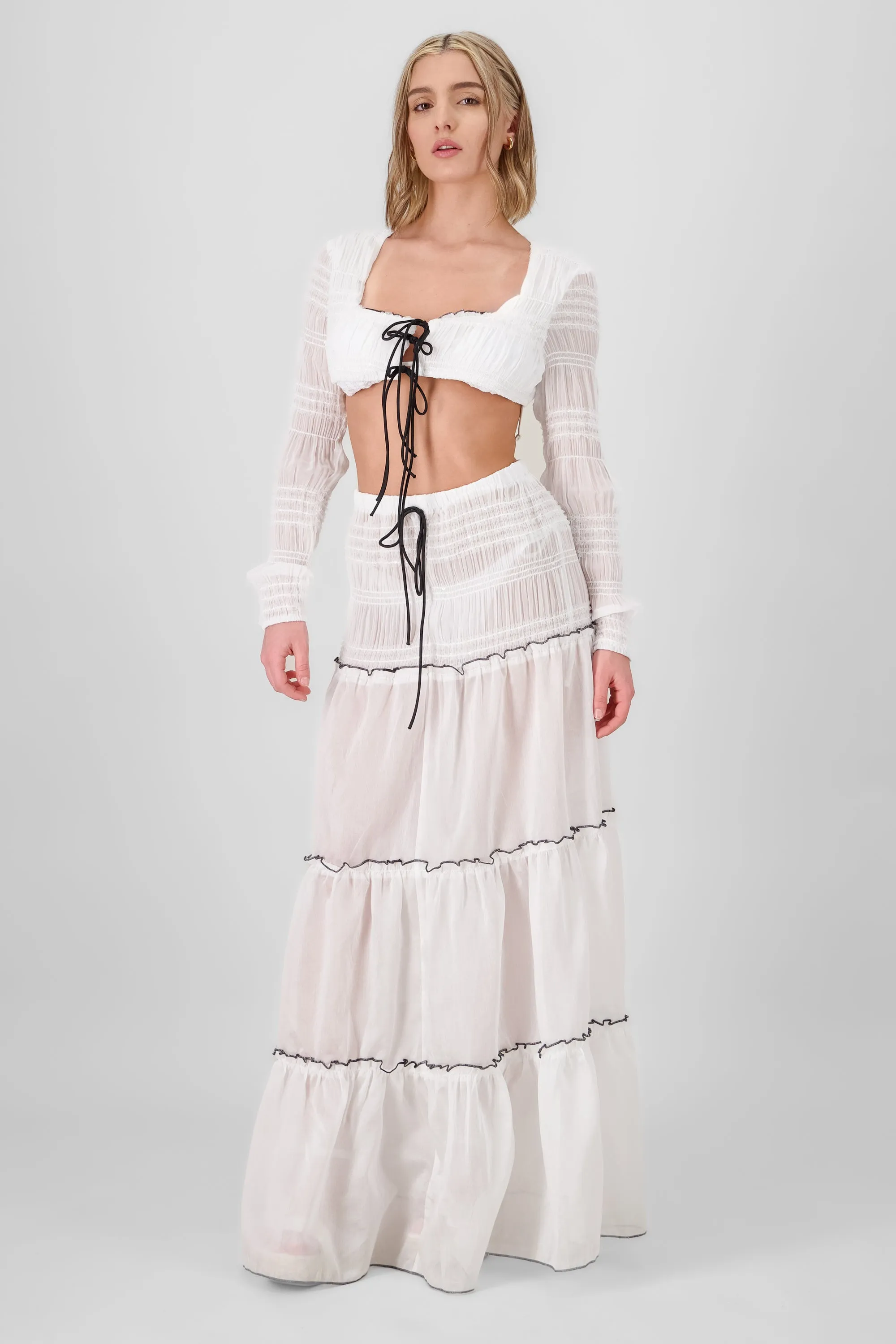 Falda maxi cortes smock sold by Shasa