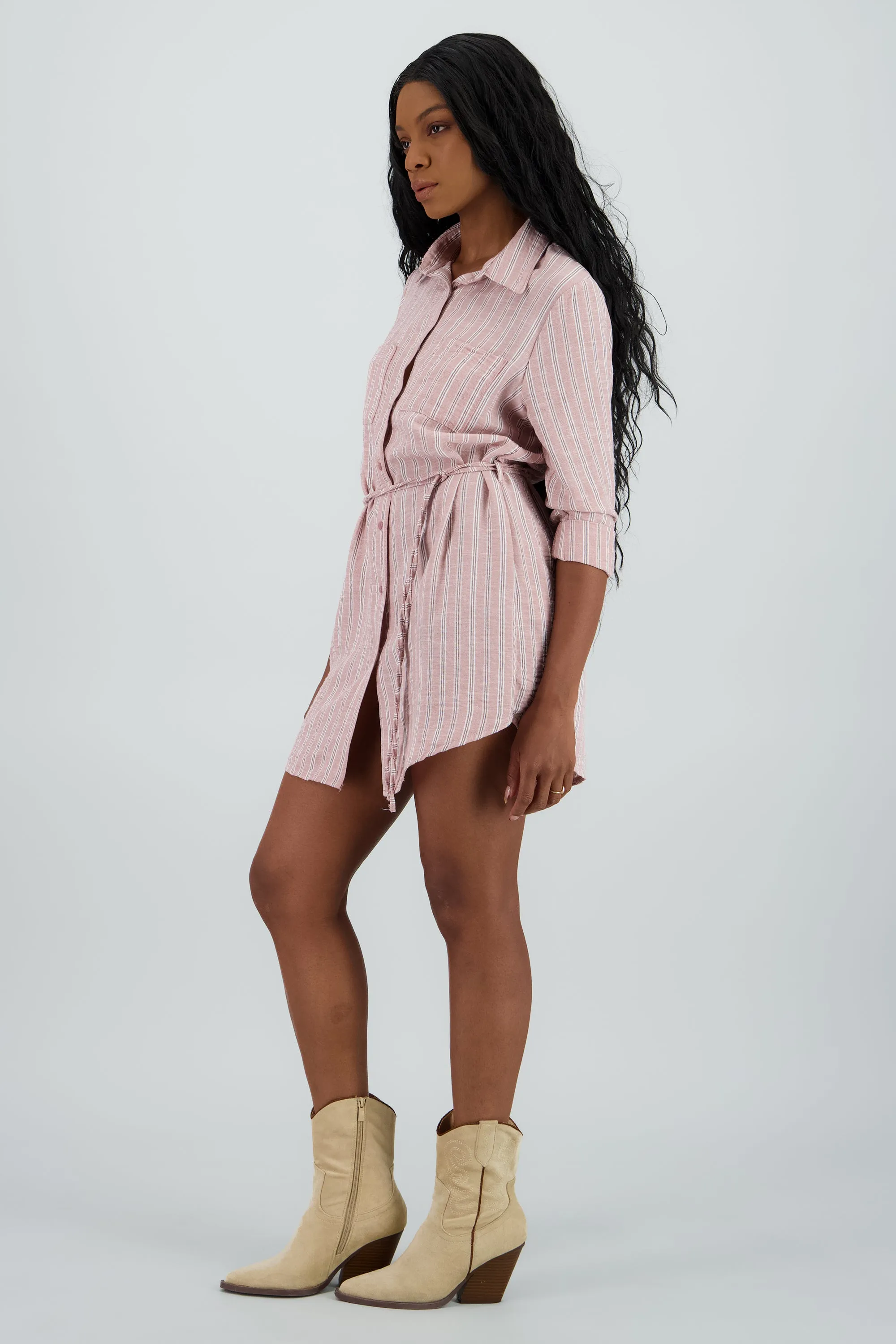 Vestido camisero rayas detalle cinturon sold by Shasa product image thumbnail 3