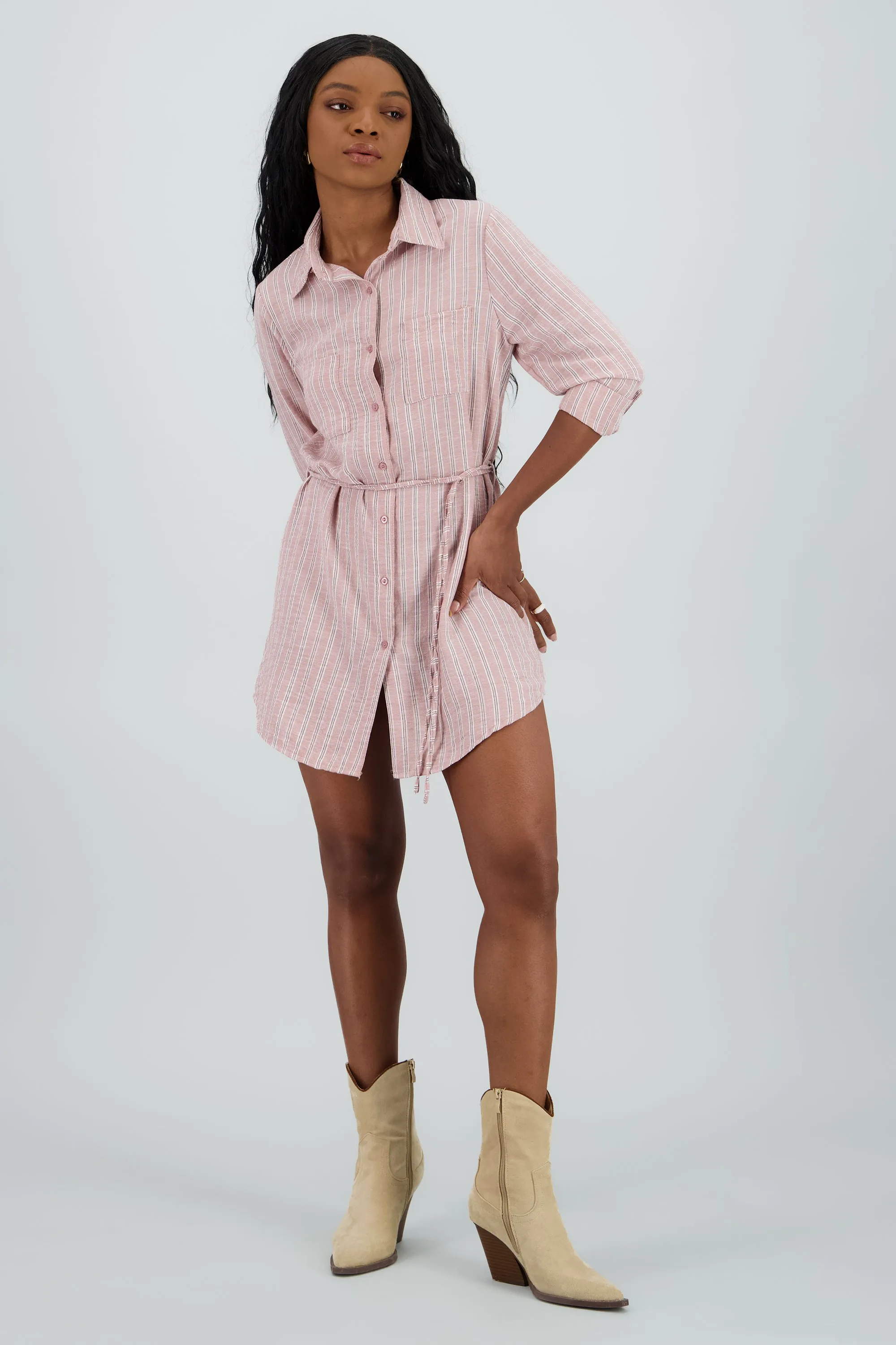 Vestido camisero rayas detalle cinturon sold by Shasa product image thumbnail 2