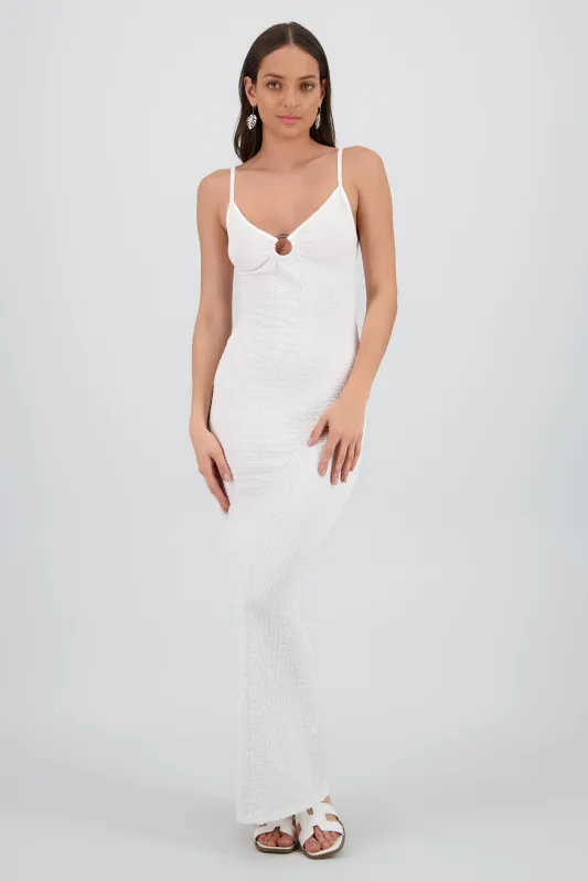 Vestido maxi texturas tirantes aro sold by Shasa