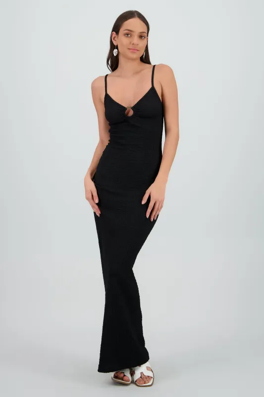 Vestido maxi texturas tirantes aro sold by Shasa