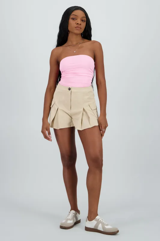 Falda short tableada con bolsas sold by Shasa