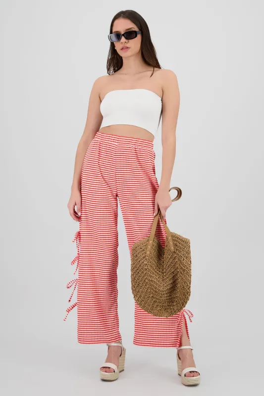 Pantalon amplio detalle lazos estampado sold by Shasa