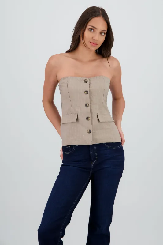 Top strapless rayas botones sold by Shasa