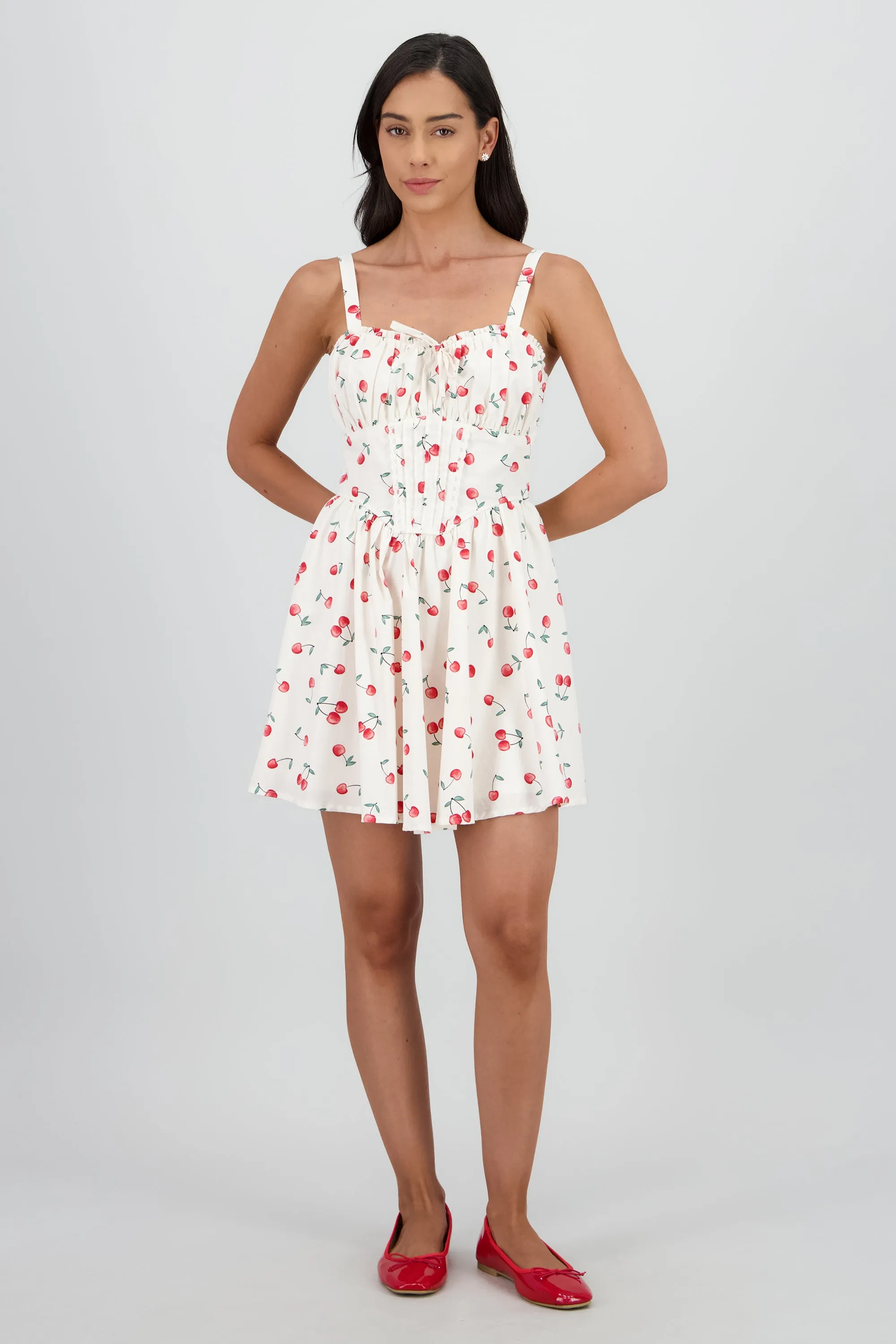 Vestido mini corset estampado cerezas sold by Shasa