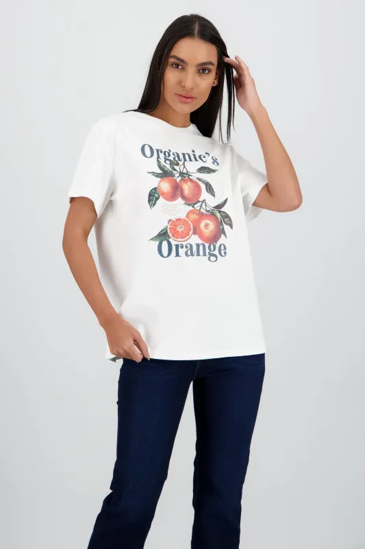 Playera manga corta oversize estampado naranjas sold by Shasa