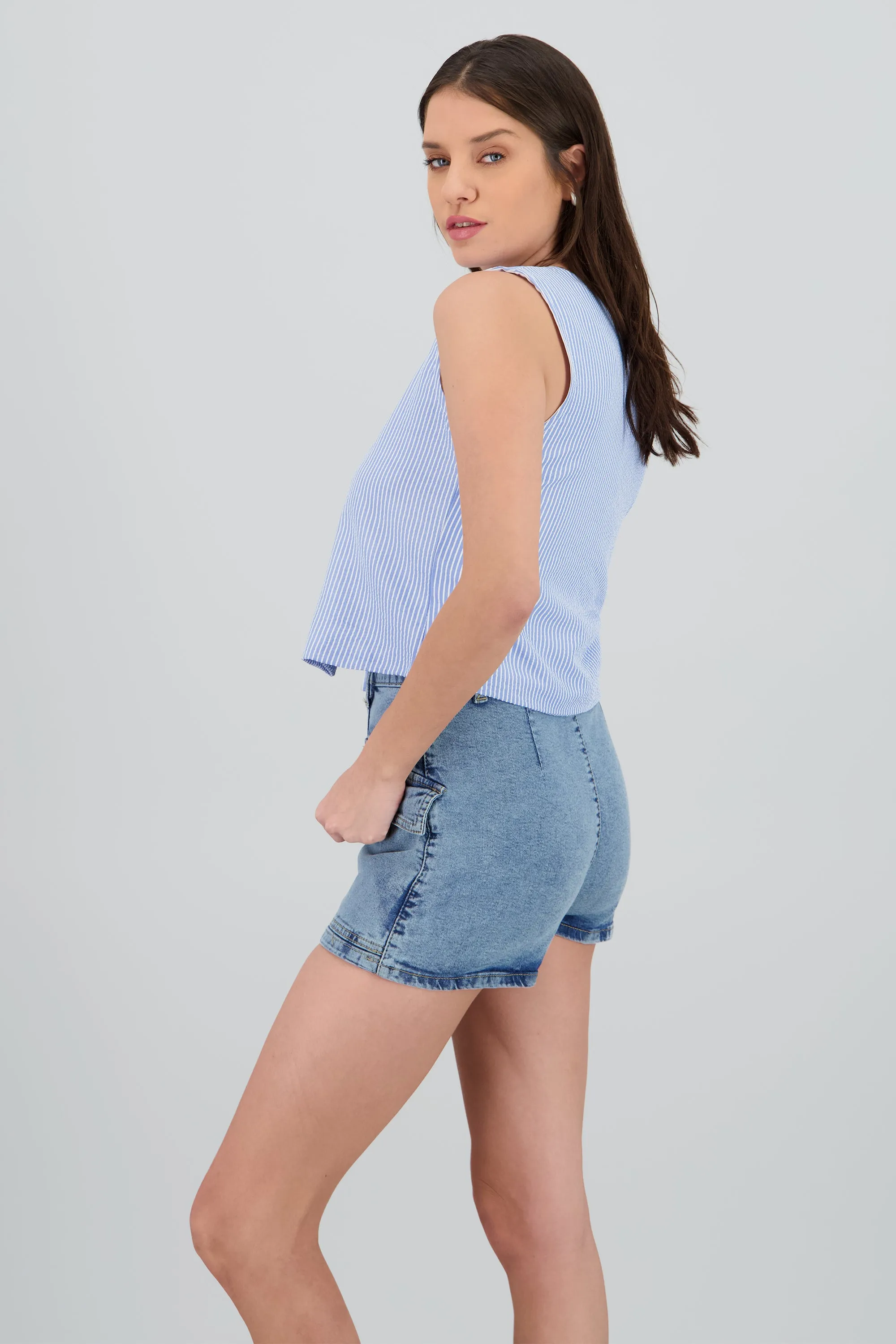 Blusa cuello v detalle moños rayas sold by Shasa product image thumbnail 3