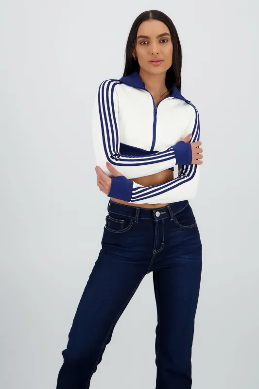 Sudadera deportivo crop detalle raya sold by Shasa