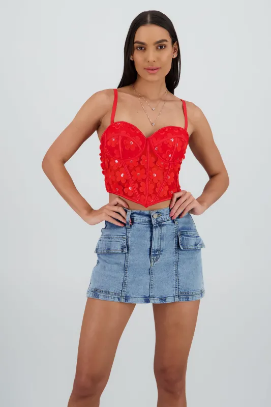 Corset varillas detalle flores sold by Shasa