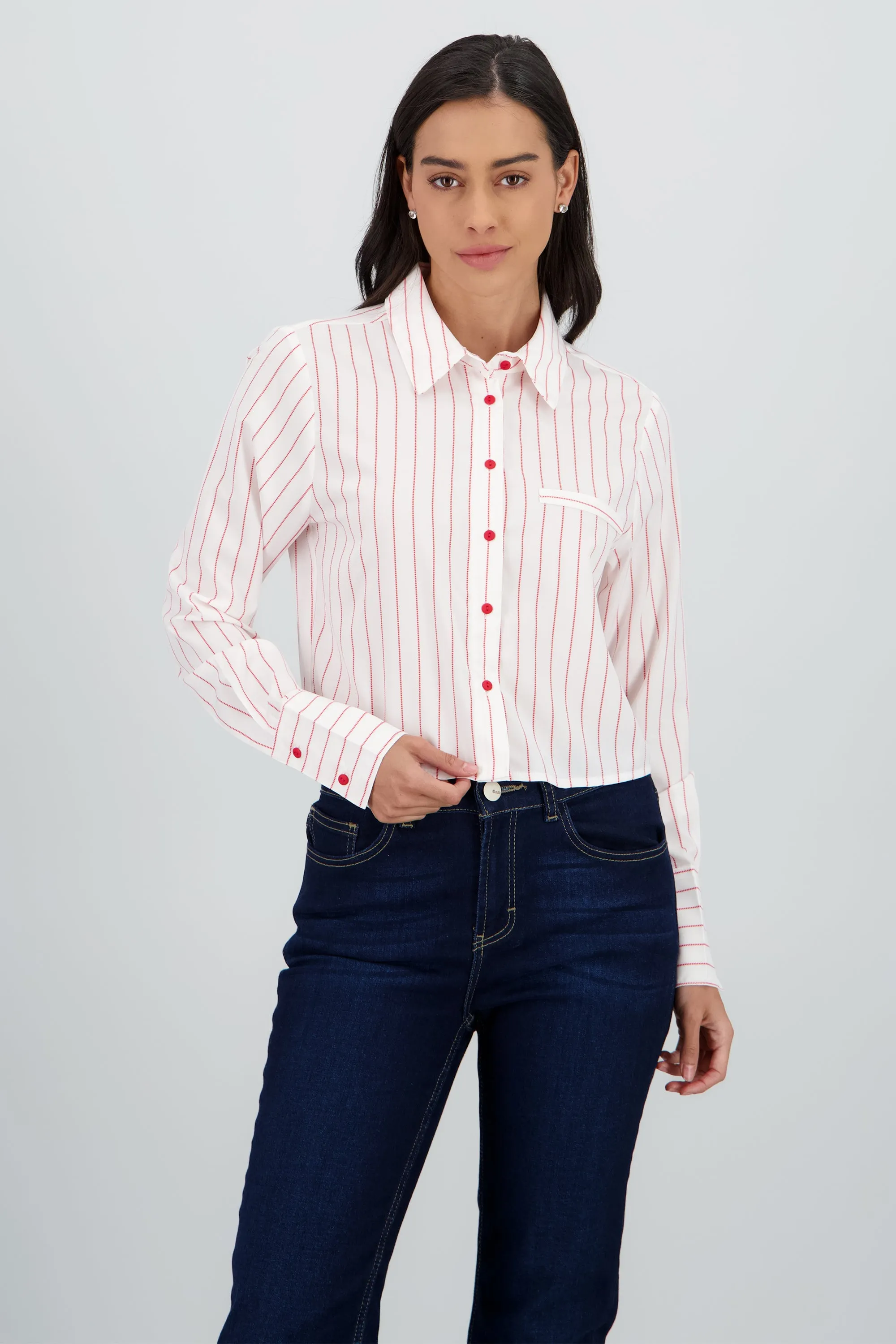 Camisa crop manga larga rayas sold by Shasa