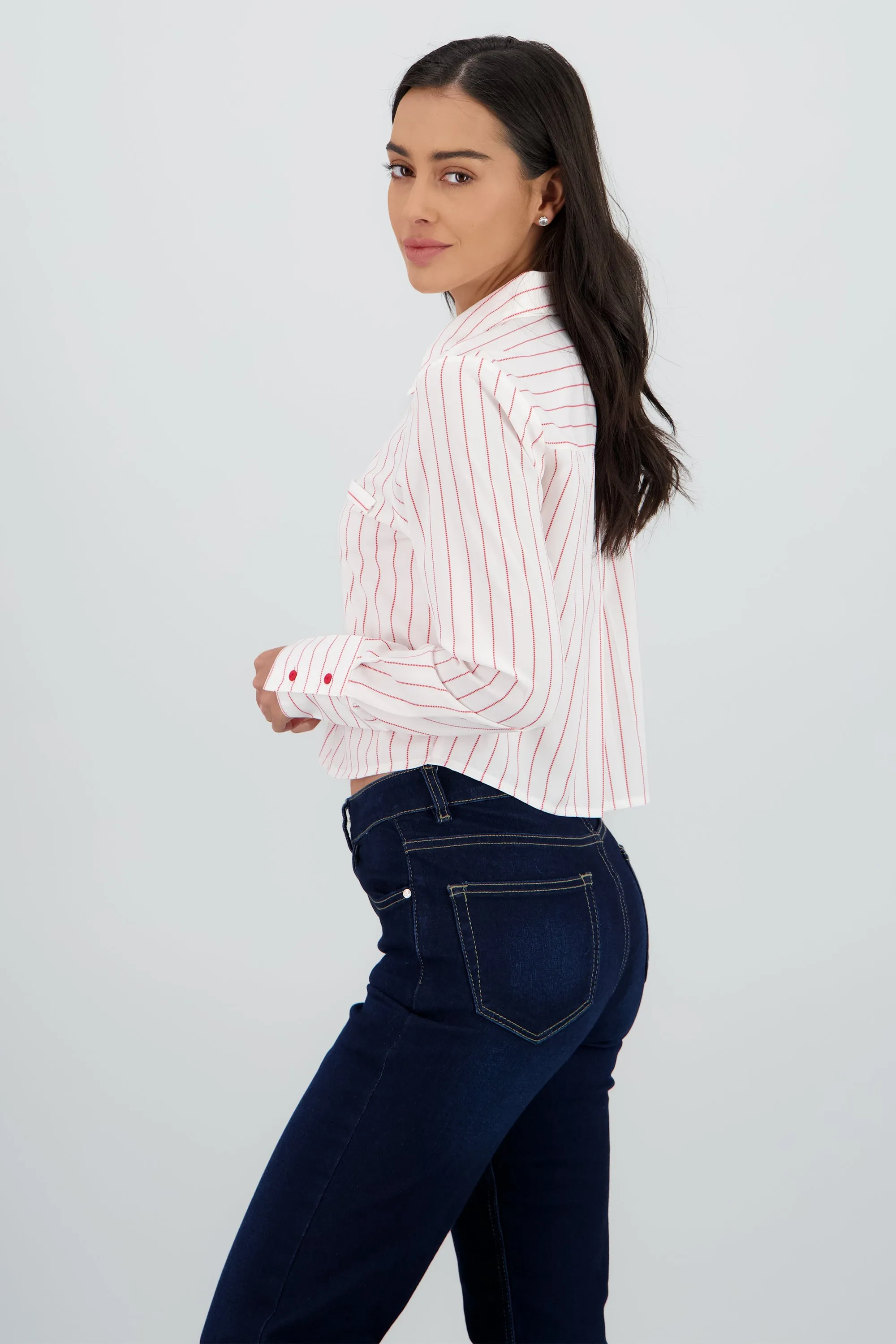 Camisa crop manga larga rayas sold by Shasa product image thumbnail 3