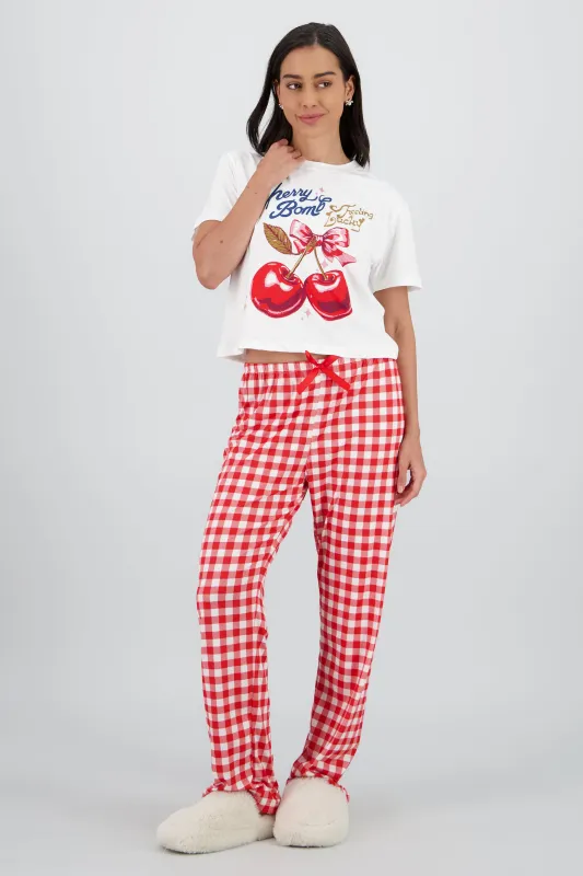 Pijama cherry bomb gingham sold by Shasa
