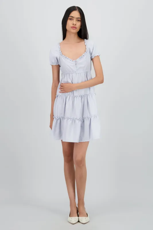 Vestido con detalle de olanes liso sold by Shasa