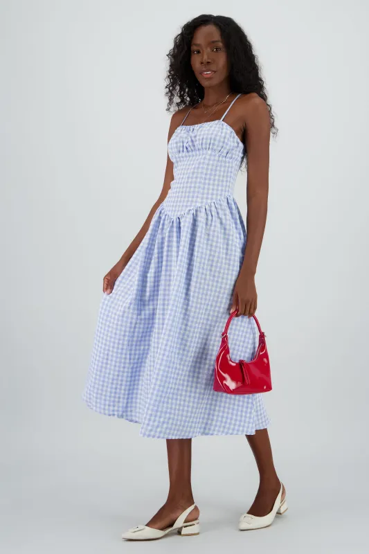 Vestido midi cuadros entallado sold by Shasa
