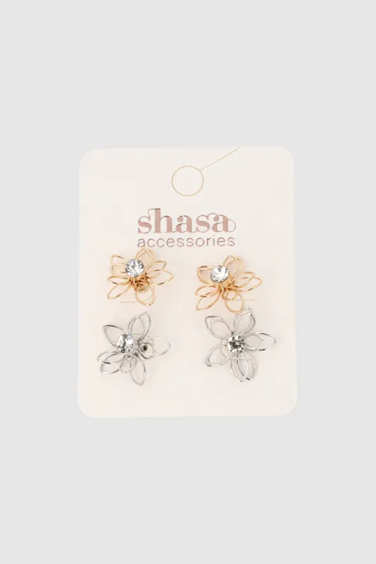 Aretes flor linea metal sold by Shasa