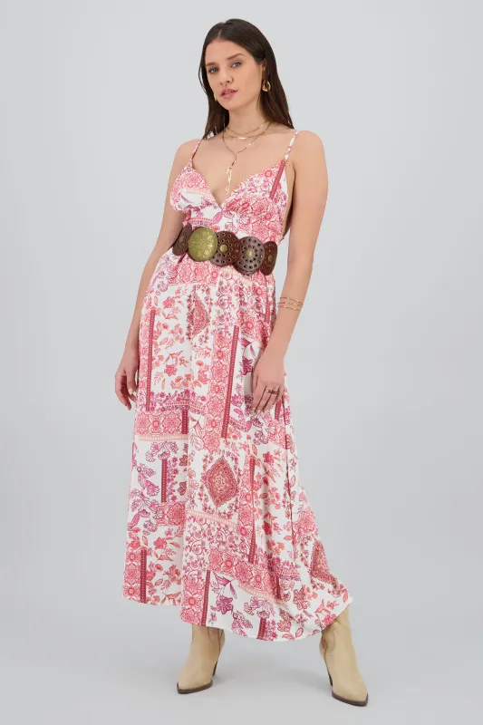 Vestido maxi tirantes estampado flores sold by Shasa