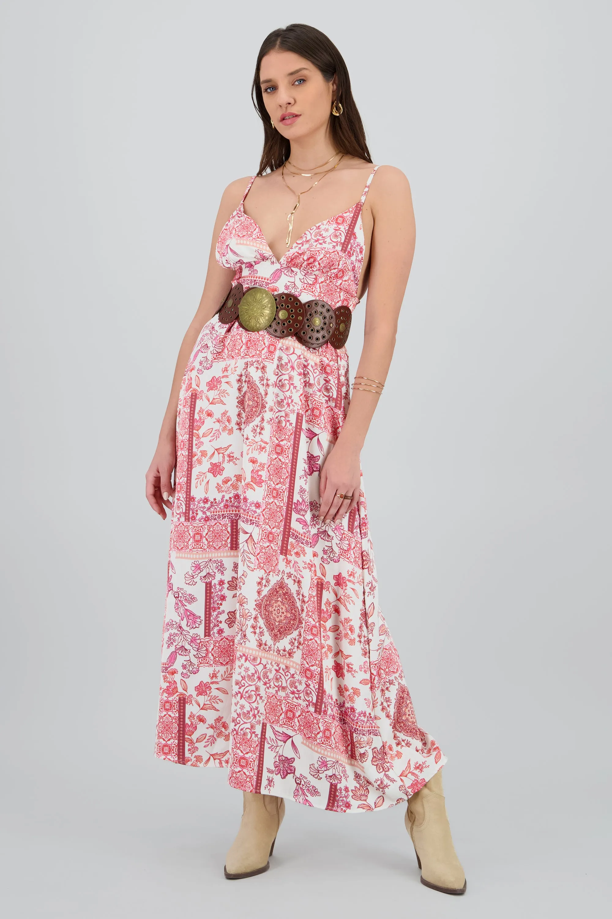 Vestido maxi tirantes estampado flores sold by Shasa