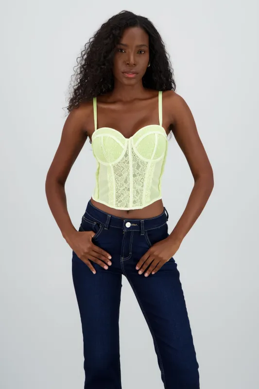 Corset tirantes copas encaje sold by Shasa