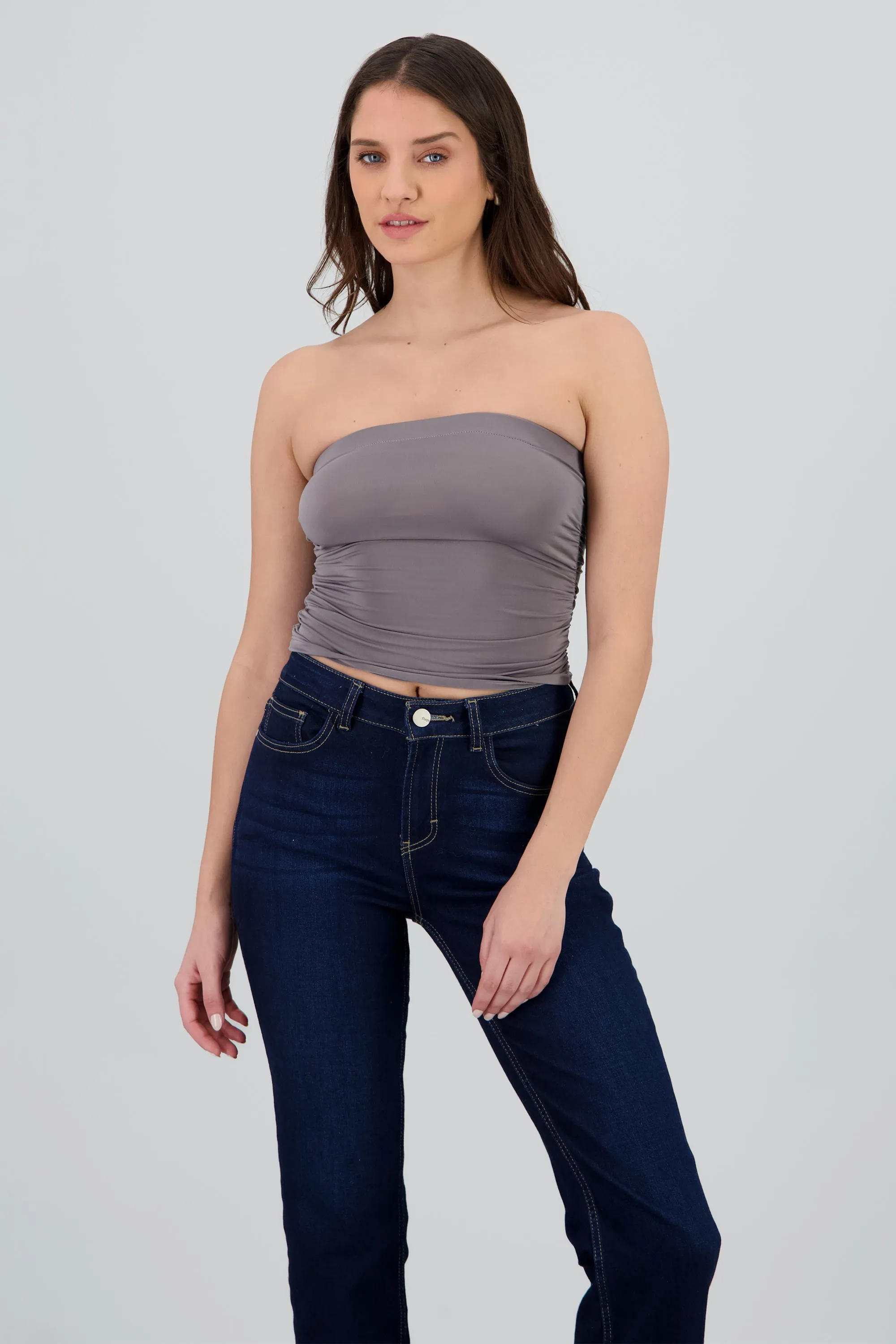 Top tubo drapeado detalle strapless sold by Shasa