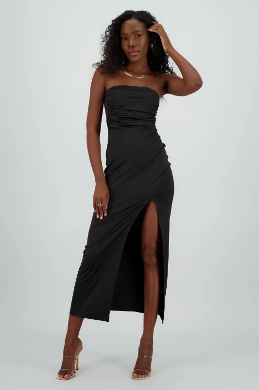 Vestido midi detalle strapless drapeado sold by Shasa