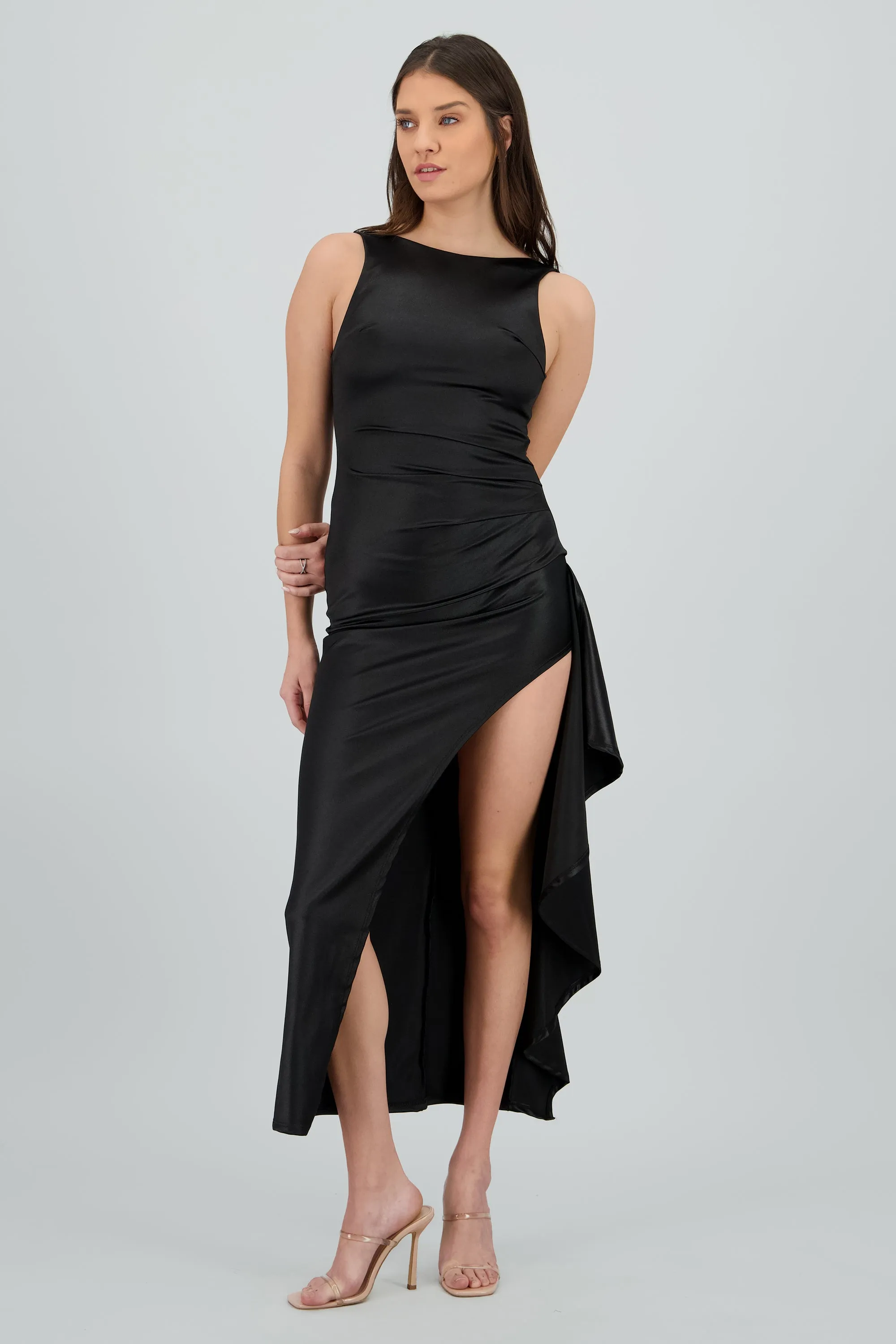Vestido satinado pliegue con olan liso sold by Shasa product image thumbnail 2
