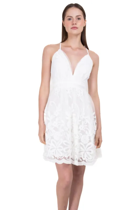 Vestido tirantes cruzados mesh flores sold by Shasa