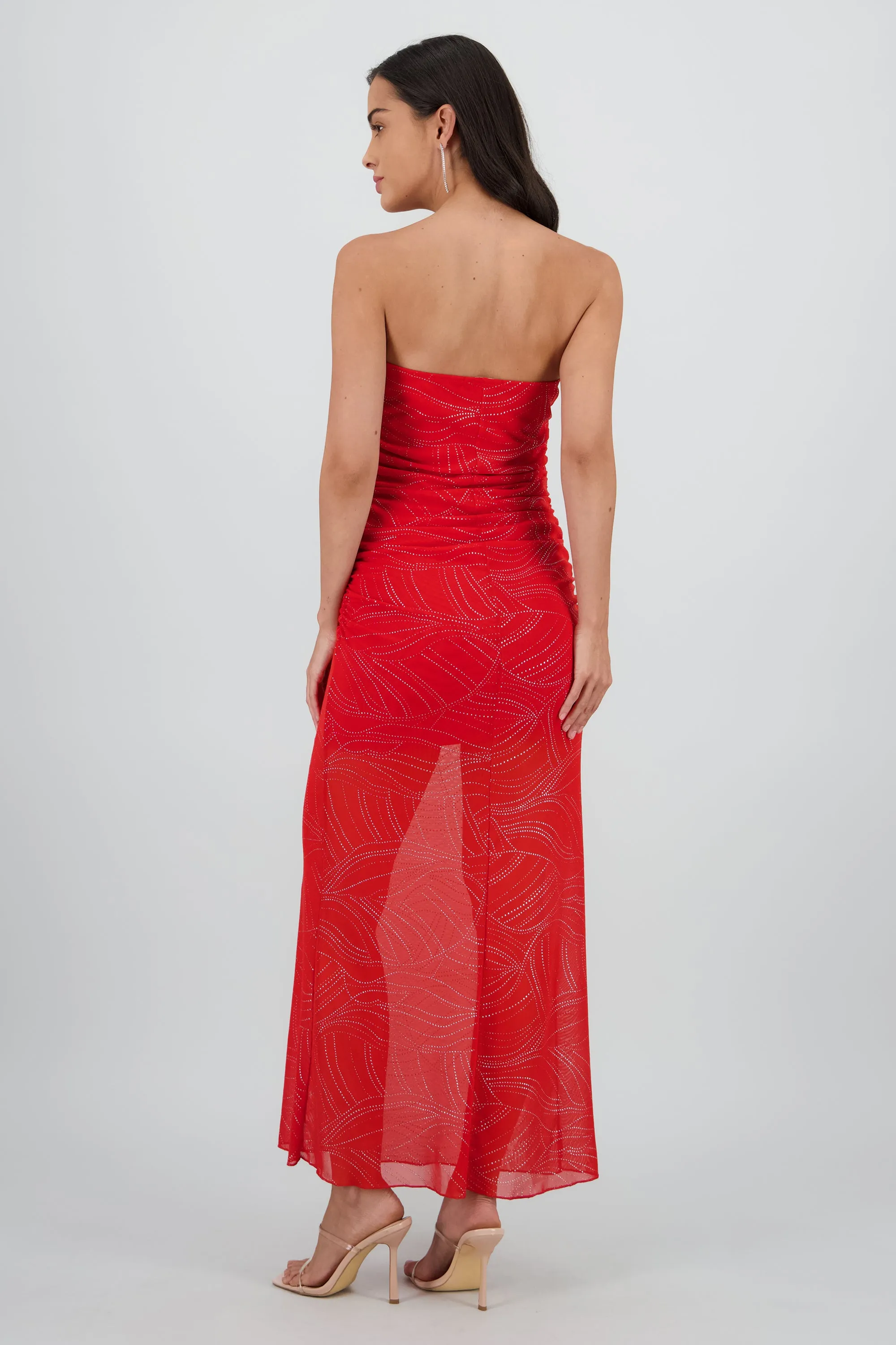 Vestido strapless midi drapeado detalle brillos sold by Shasa product image thumbnail 4