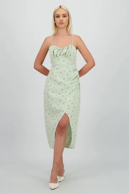 Vestido maxi flores en lino sold by Shasa