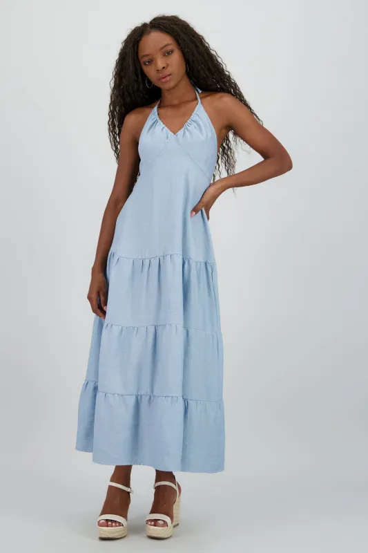Vestido maxi halter lino sold by Shasa