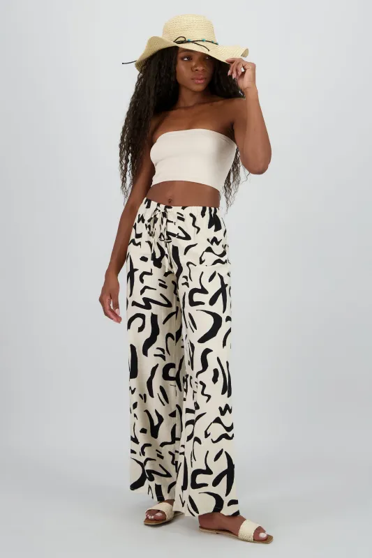 Pantalon amplio jareta estampado sold by Shasa