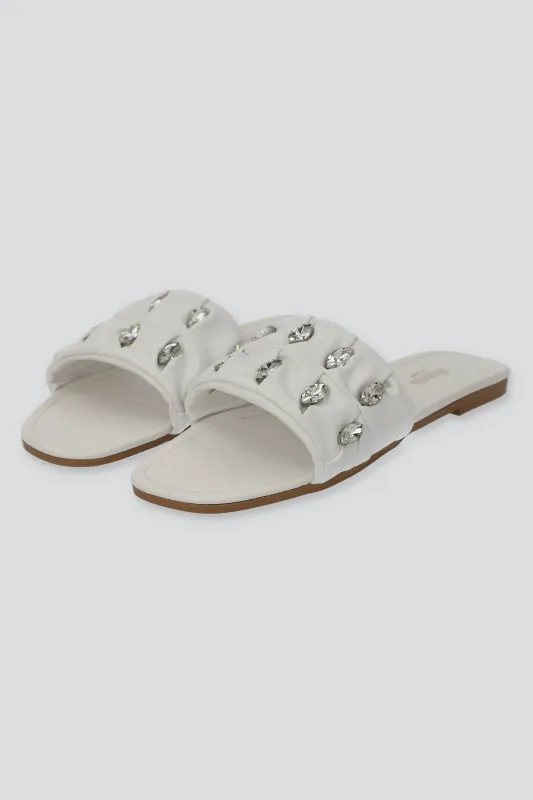 Sandalia tira ancha pliegues gemas grandes sold by Shasa