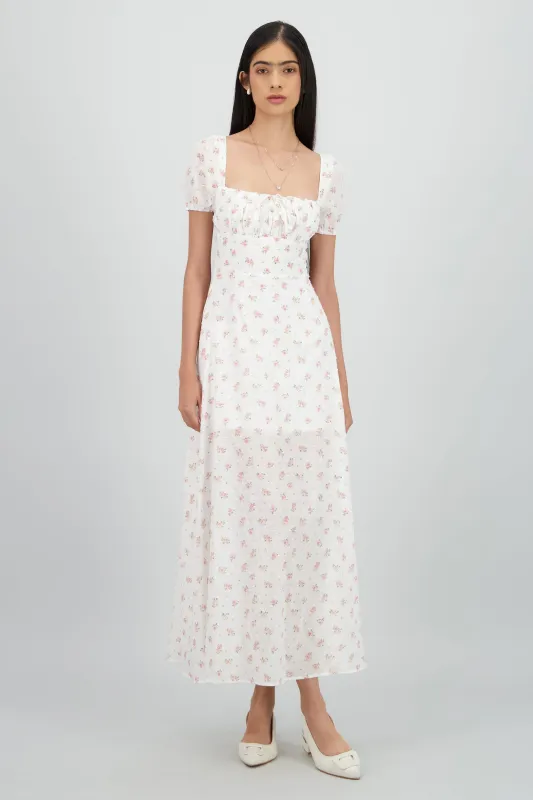 Vestido midi mini flores textura sold by Shasa
