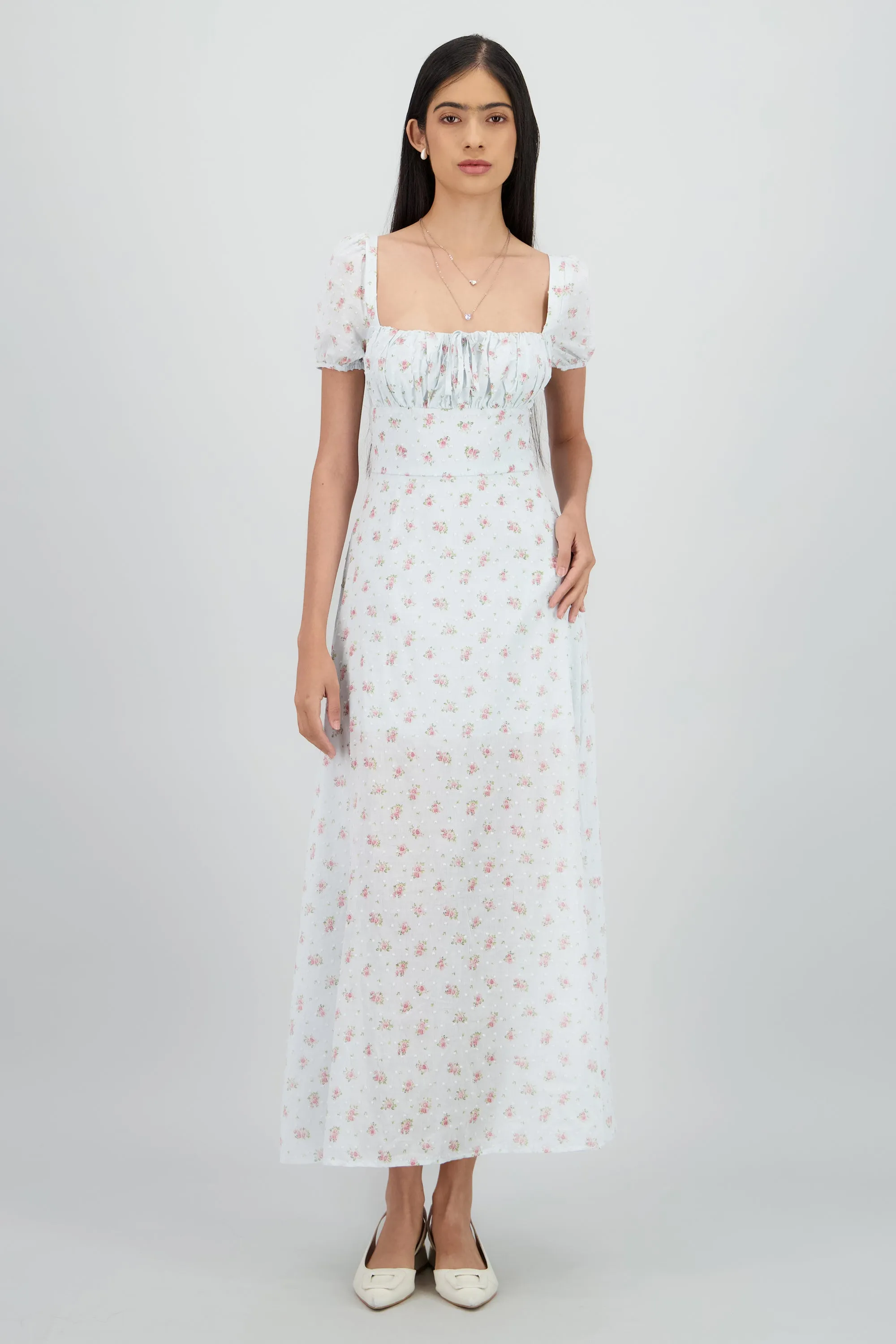 Vestido midi mini flores textura sold by Shasa