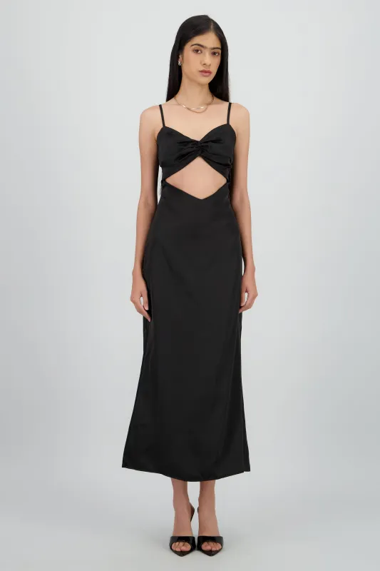 Vestido maxi satin con abertura sold by Shasa