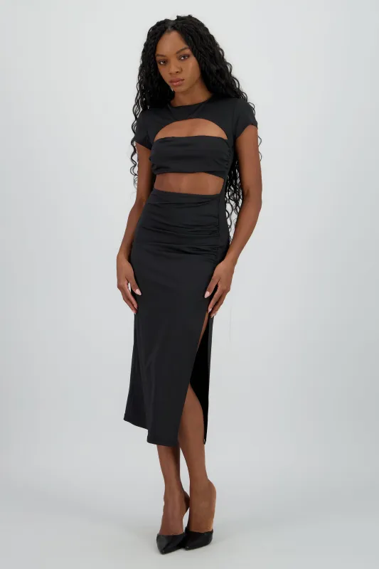 Vestido maxi ajustado con cut outs sold by Shasa