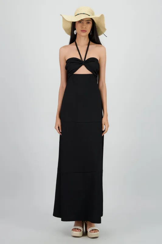 Vestido maxi halter textura cutout sold by Shasa