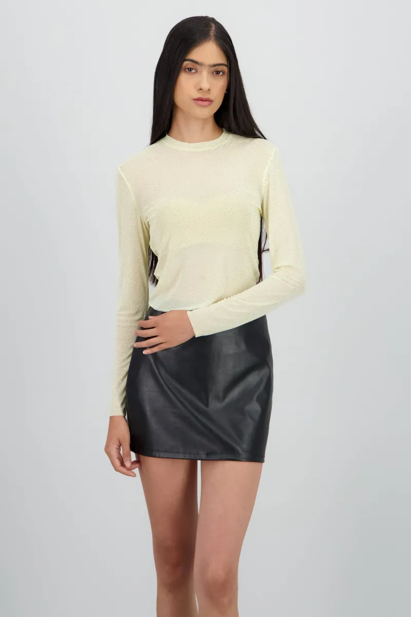 Top Mesh Manga Larga Brillos sold by Shasa