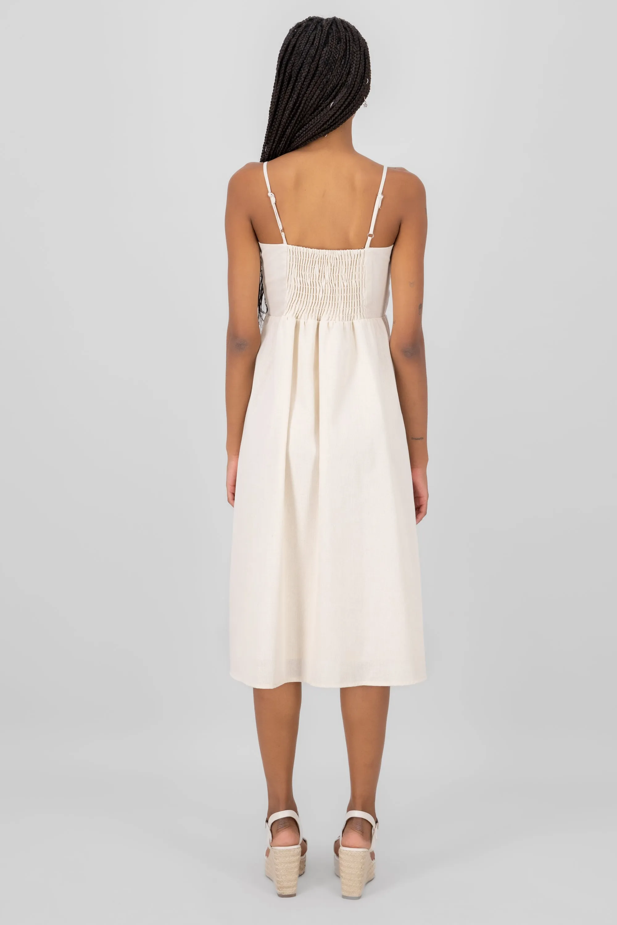 Vestido midi lino con botones tirante delgado Hyps sold by Shasa product image thumbnail 4