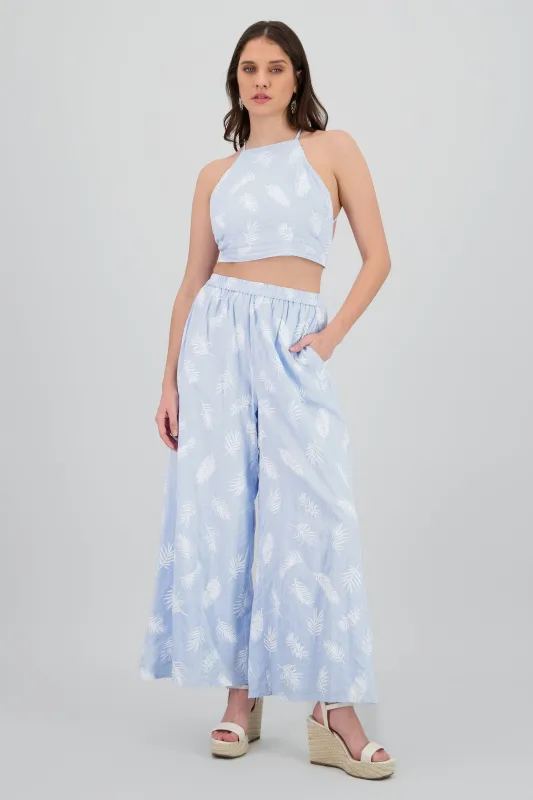 Pantalon amplio estampado tropical sold by Shasa