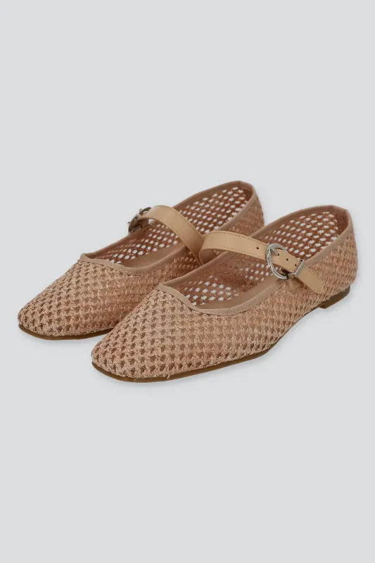 Flat mary jane nudos yute sold by Shasa